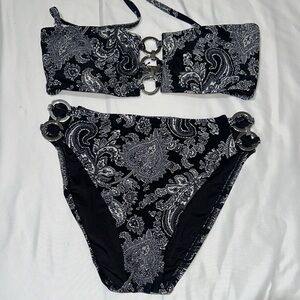 Michael Kors Black and White Paisley Bikini
